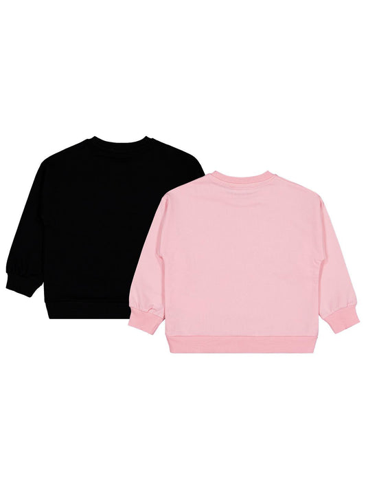 Civil Kız Çocuk Fiyonk Baskılı 2'li Set Sweatshirt | 2 İp Uzun Kol | Okul Kreş ve Günlük Kullanım