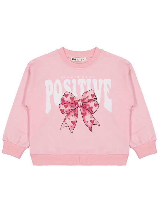 Civil Kız Çocuk Fiyonk Baskılı 2'li Set Sweatshirt | 2 İp Uzun Kol | Okul Kreş ve Günlük Kullanım