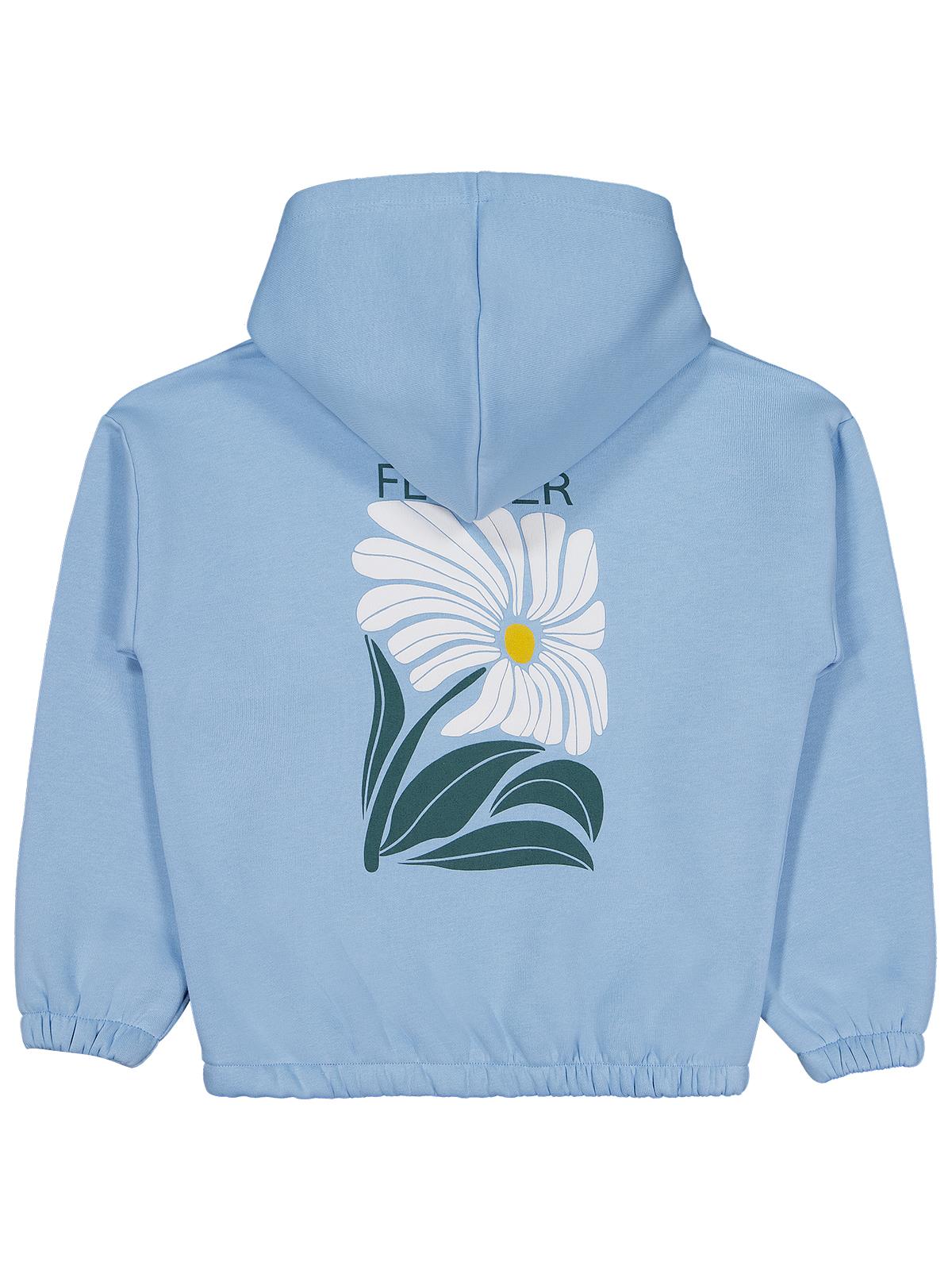 Civil Girls Flower Baskılı 6-9 Yaş Sweatshirt - Mavi