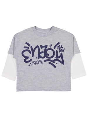 Civil Boys Enjoy Baskılı 2-5 Yaş Sweatshirt - Gri