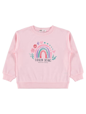 Civil Girls Rainbow Baskılı 2-5 Yaş Sweatshirt - Pembe