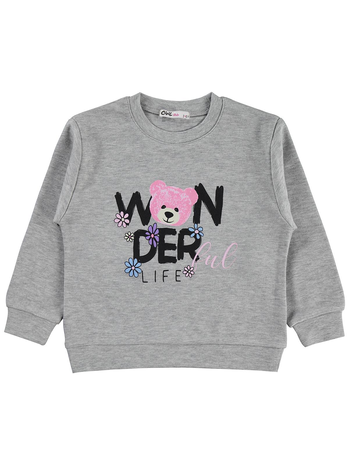 Civil Girls Wonderful Life Baskılı 2-5 Yaş Sweatshirt - Ekru