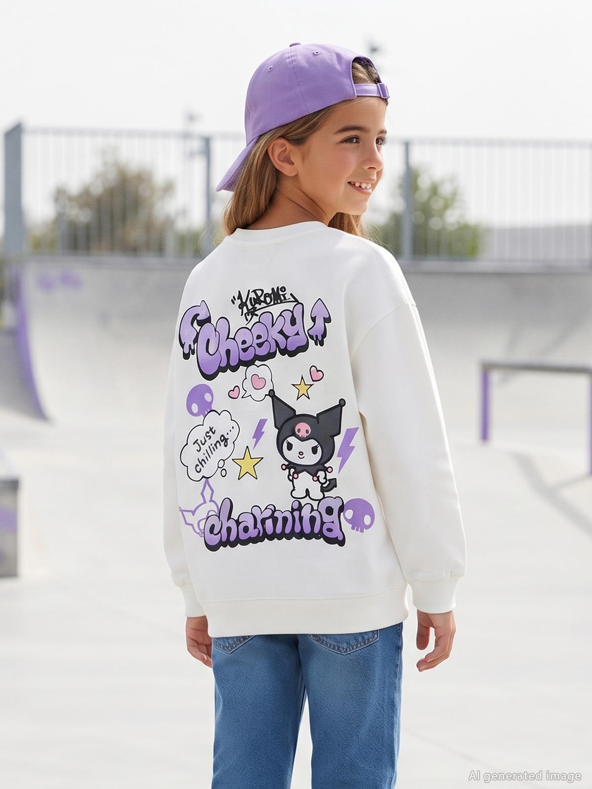 Kuromi 6-9 Yaş Sweatshirt - Ekru