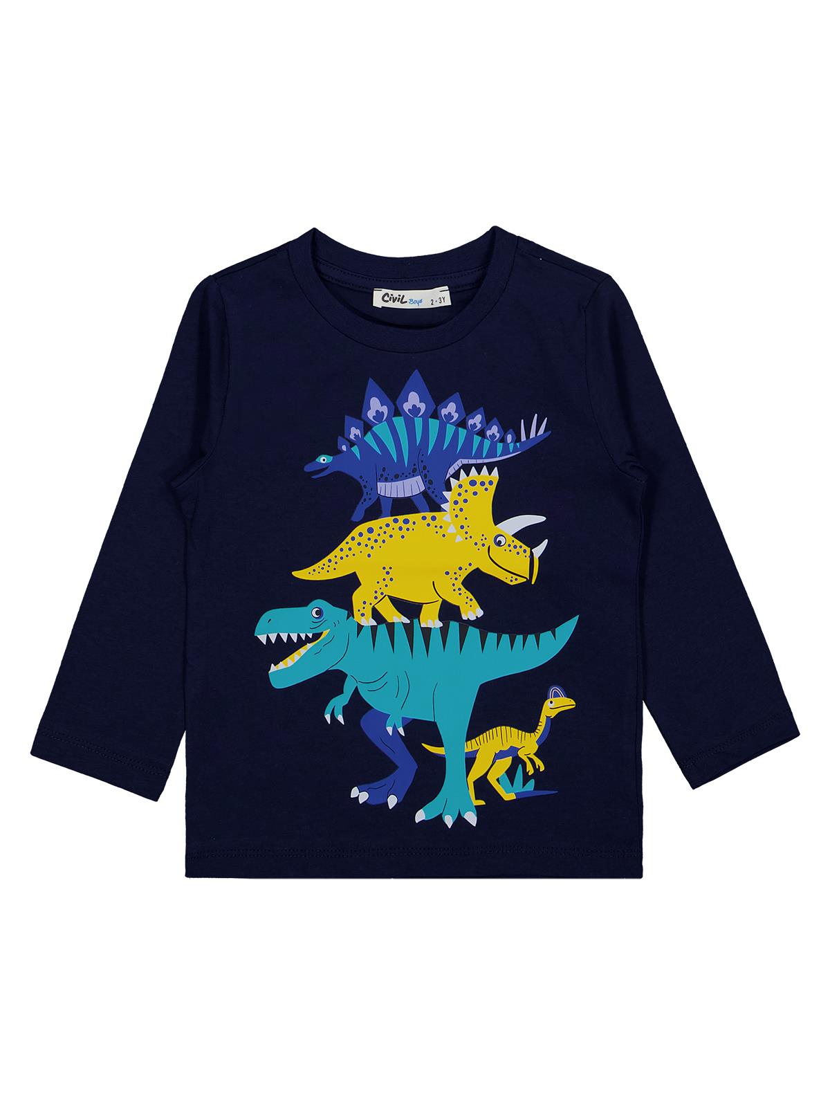 Civil Erkek Çocuk Cool Dino Baskılı 3'lü Set Sweatshirt | Süprem | Okul Kreş ve Günlük Kullanım