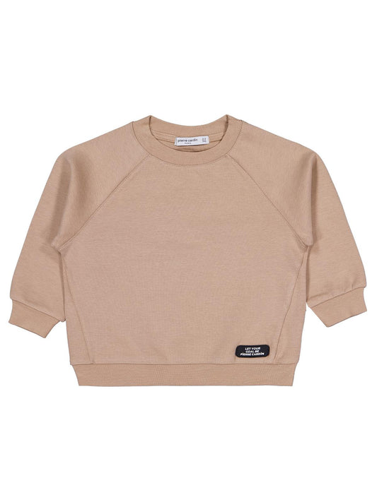 Pierre Cardin Armalı Sweatshirt | Çelik İnterlok Uzun Kol | Okul Kreş ve Günlük Kullanım - Bej
