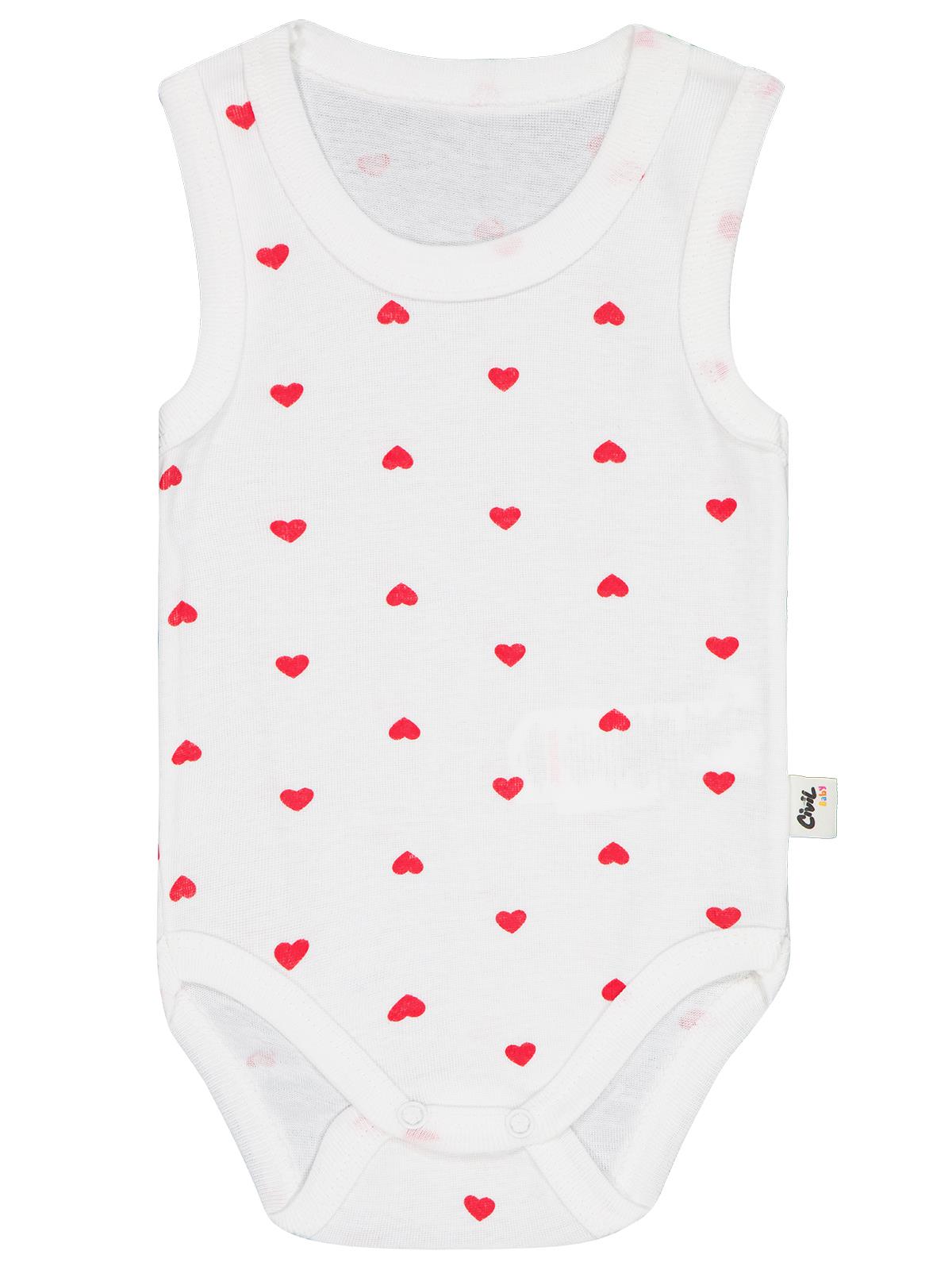 Civil Baby Kalp Baskılı 1-36 Ay Çıtçıtlı Badi - Ekru