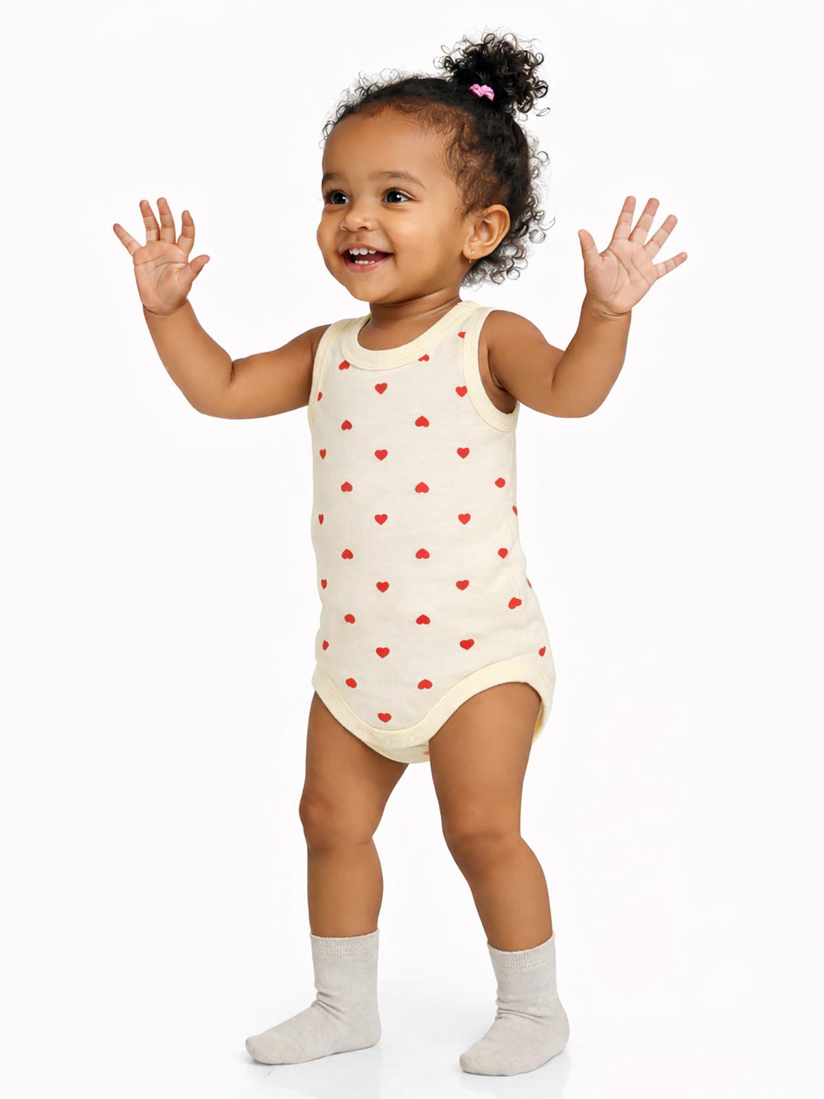Civil Baby Kalp Baskılı 1-36 Ay Çıtçıtlı Badi - Sarı