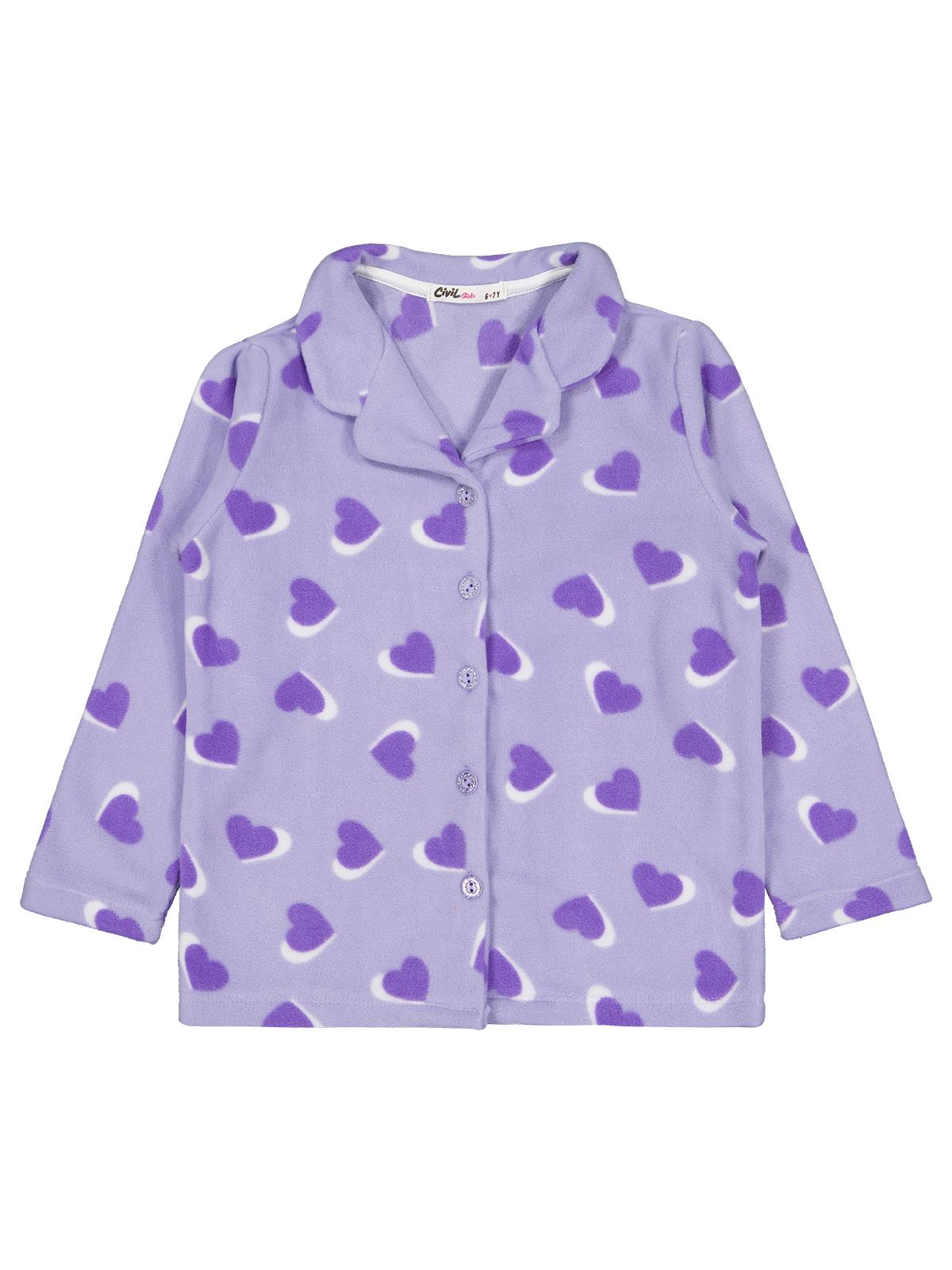 Civil Girls Kalp Desenli 10-13 Yaş Pijama Takımı - Pudra