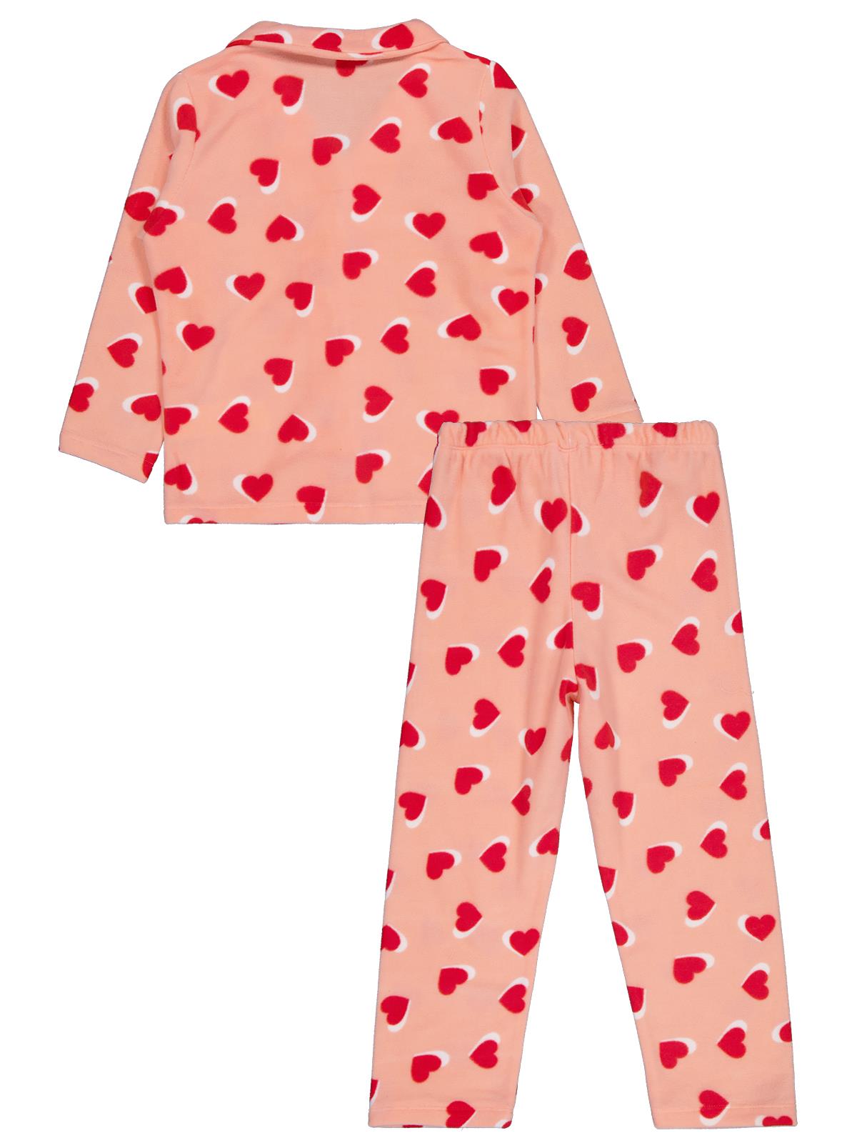 Civil Girls Kalp Desenli 10-13 Yaş Pijama Takımı - Pudra