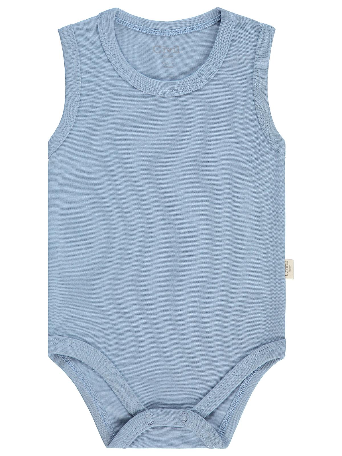 Civil Baby 5 li Organik Sıfır Kol 0-1 Ay Çıtçıtlı Badi - Mavi