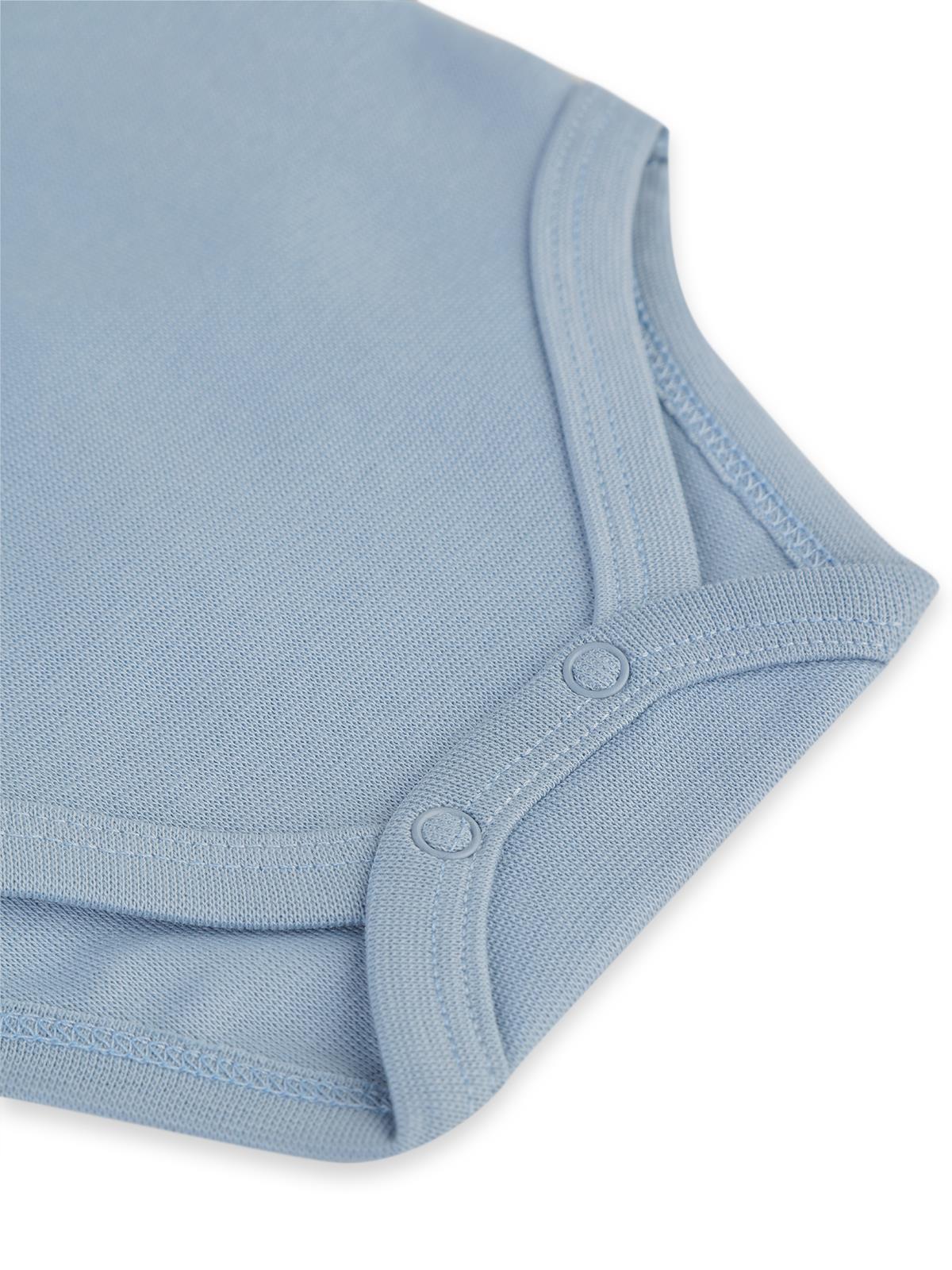 Civil Baby 5 li Organik Sıfır Kol 0-36 Ay Çıtçıtlı Badi - Mavi