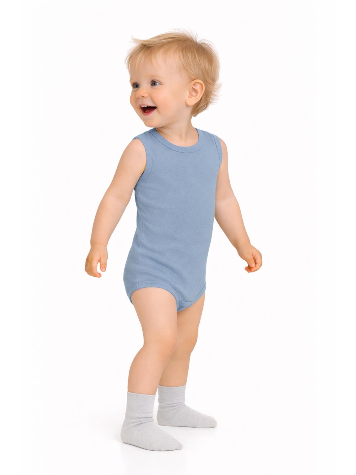 Civil Baby 5 li Organik Sıfır Kol 0-1 Ay Çıtçıtlı Badi - Mavi