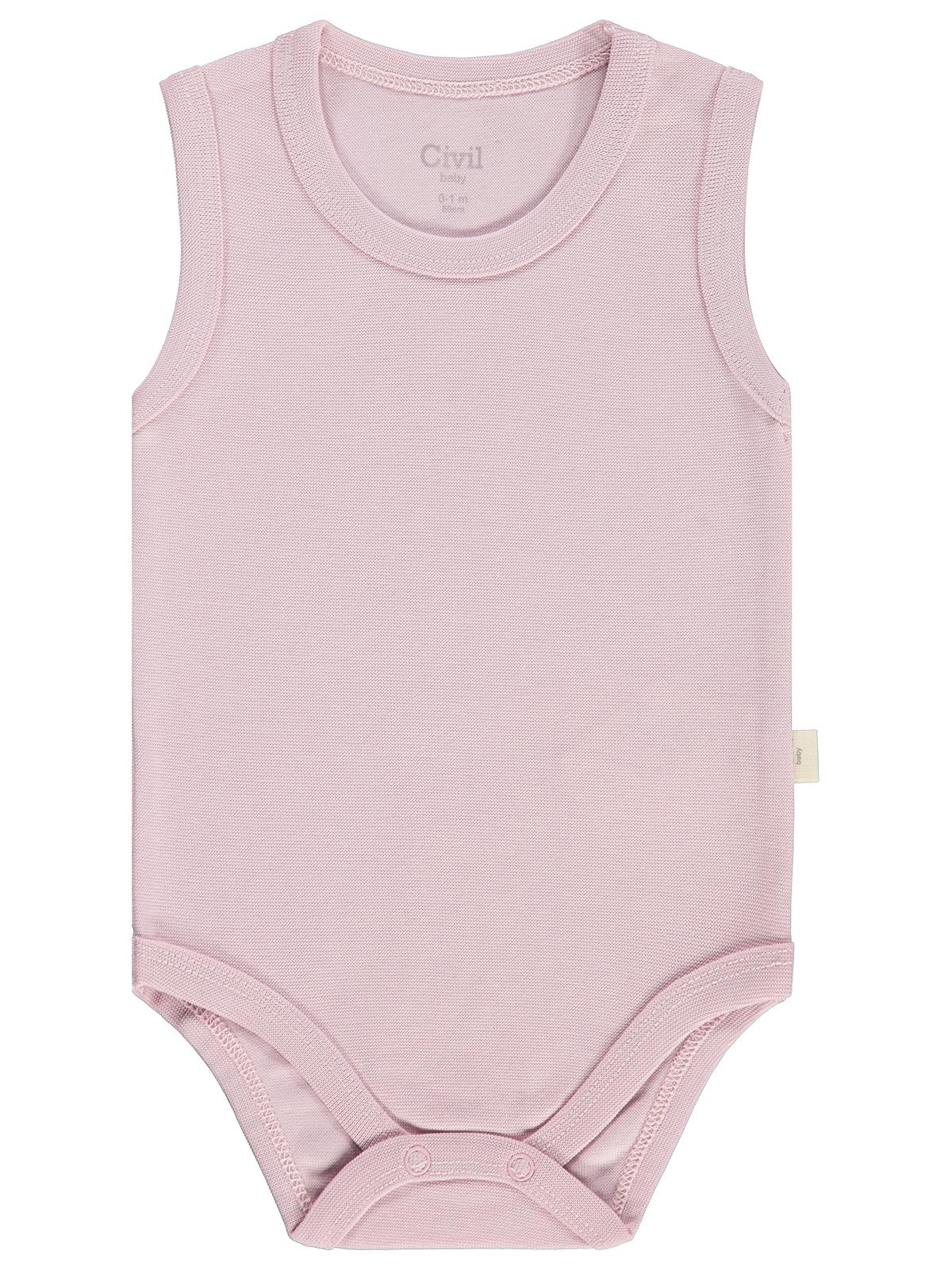 Civil Baby 5 li Organik Sıfır Kol 3-9 Ay Çıtçıtlı Badi - Pembe