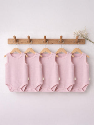 Civil Baby 5 li Organik Sıfır Kol 3-9 Ay Çıtçıtlı Badi - Pembe