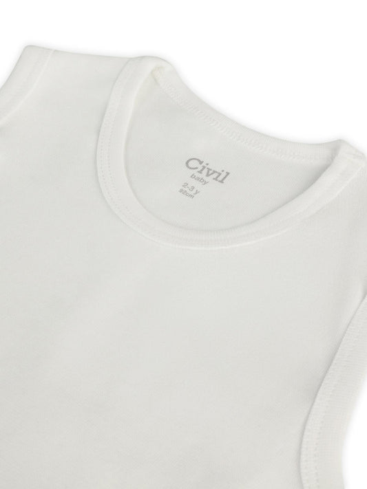 Civil Baby 5'li Organik Çıtçıtlı Badi Seti | Pamuklu Kolsuz | Ribana Bebek Atlet - Ekru