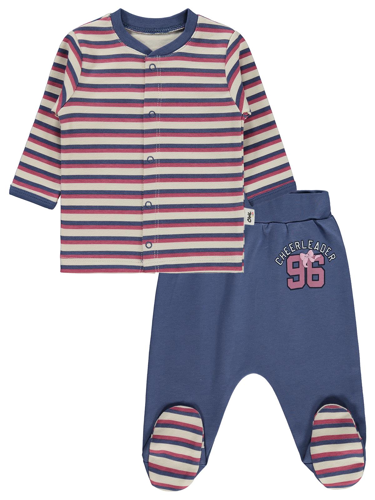 Civil Baby Çizgi Empirme 1-9 Ay Pijama Takımı - Bej