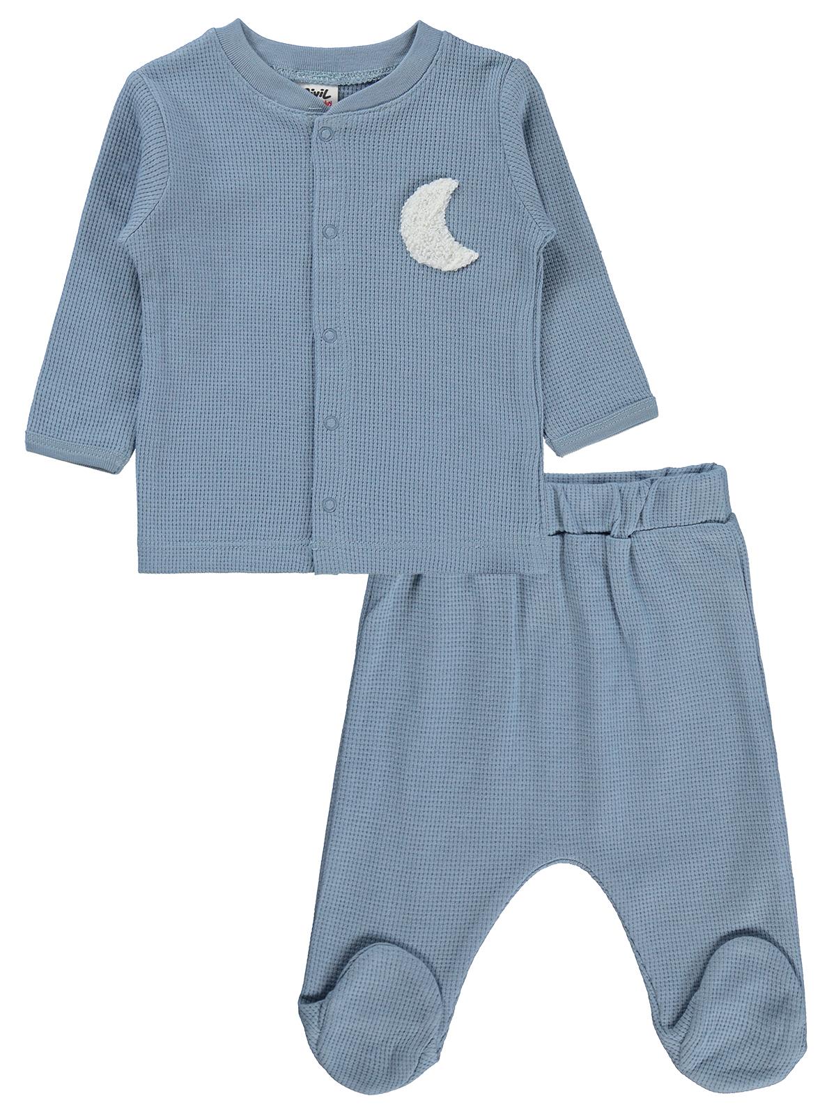 Civil Baby Hilal Baskılı 1-9 Ay Pijama Takımı - Mavi