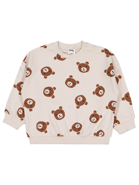 Civil Baby Ayı Baskı 6-18 Ay Sweatshirt - Bej