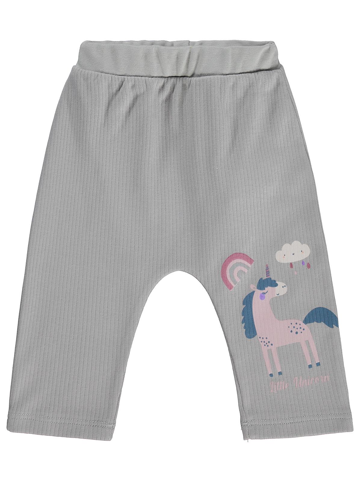 Civil Baby Unicorn Baskılı 6-18 Ay Tek Alt Bebe - Gri