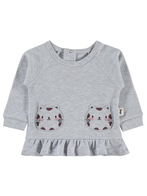 Civil Baby Kedi Baskılı 6-18 Ay Sweatshirt - Gri