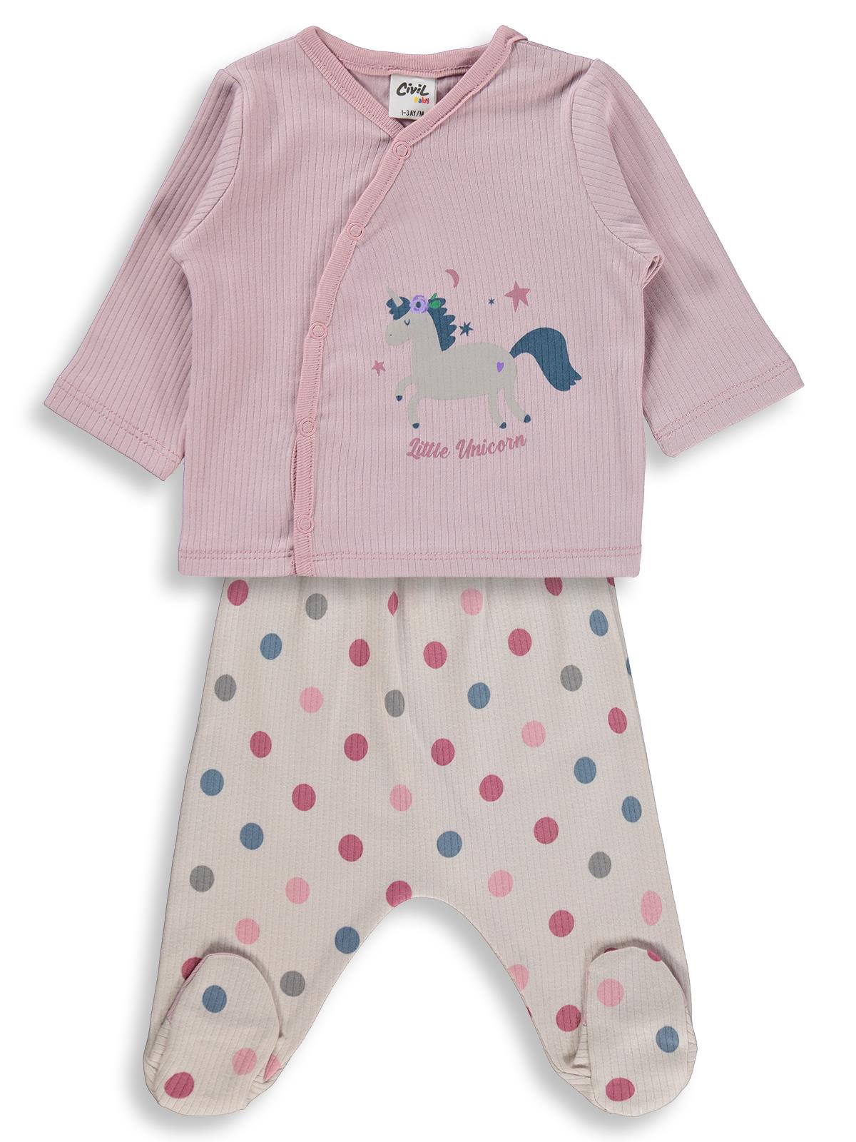 Civil Baby Unicorn Baskılı 1-9 Ay Pijama Takımı - Pembe