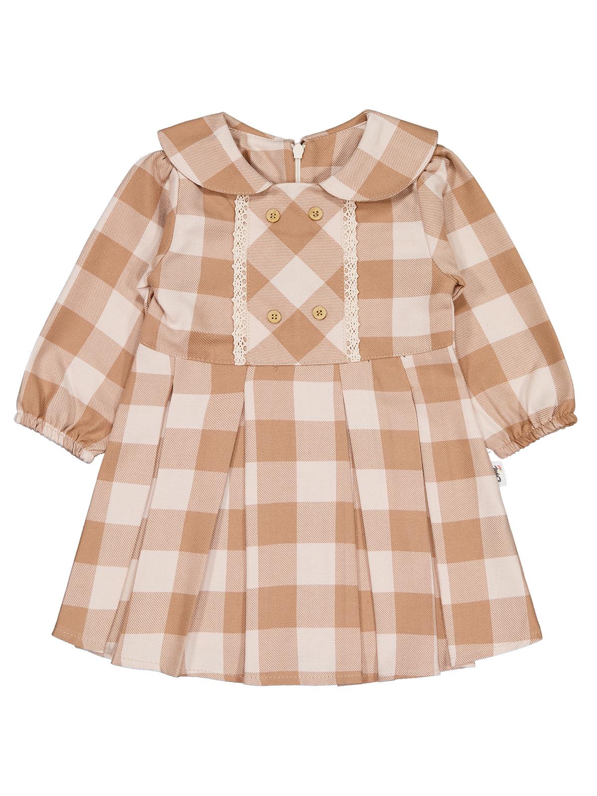Civil Baby Dama Desen 6-18 Ay Elbise - Kahve