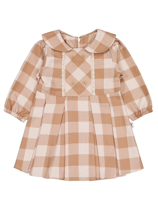 Civil Baby Dama Desen 6-18 Ay Elbise - Kahve