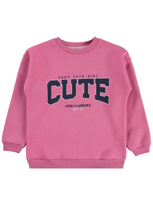 Civil Girls Cute Baskılı 6-9 Yaş Sweatshirt - Pembe