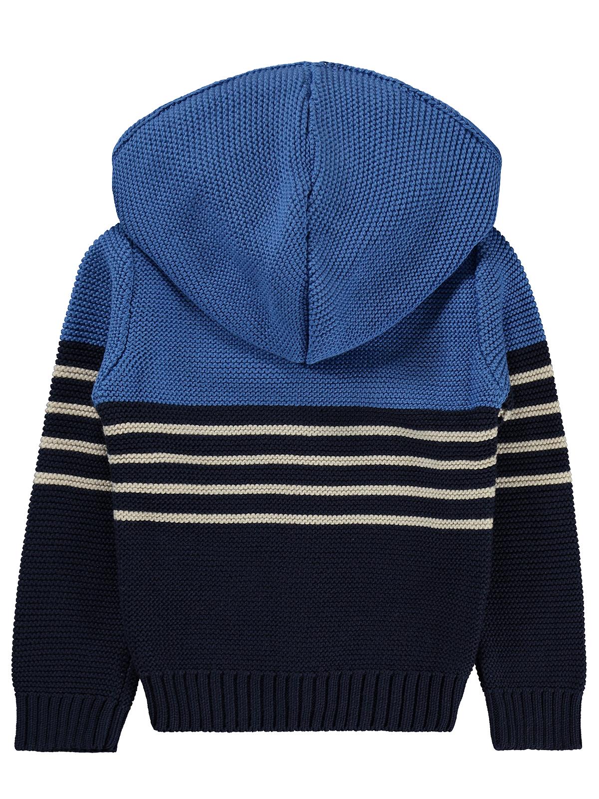Civil Baby Çizgili Kulaklı 6-18 Ay Hırka - Lacivert