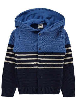 Civil Baby Çizgili Kulaklı 6-18 Ay Hırka - Lacivert