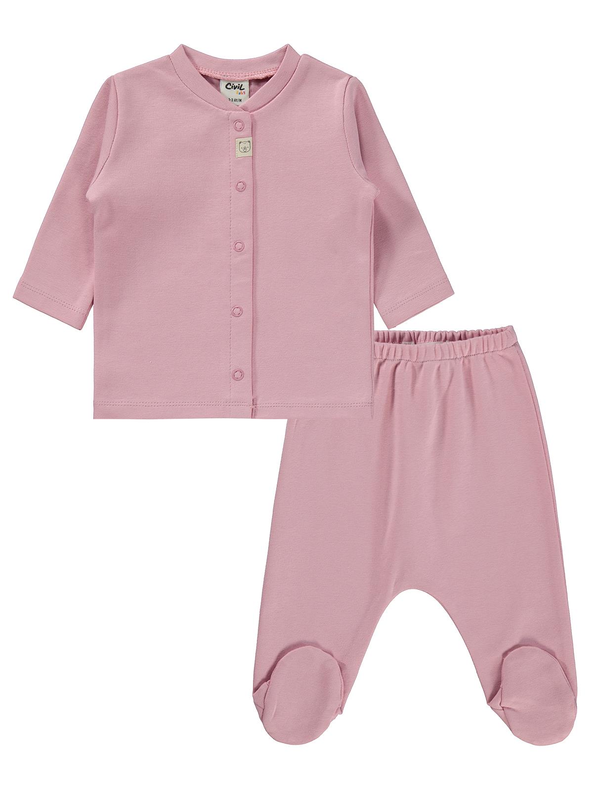 Civil Baby Düz 1-6 Ay Pijama Takımı - Pembe