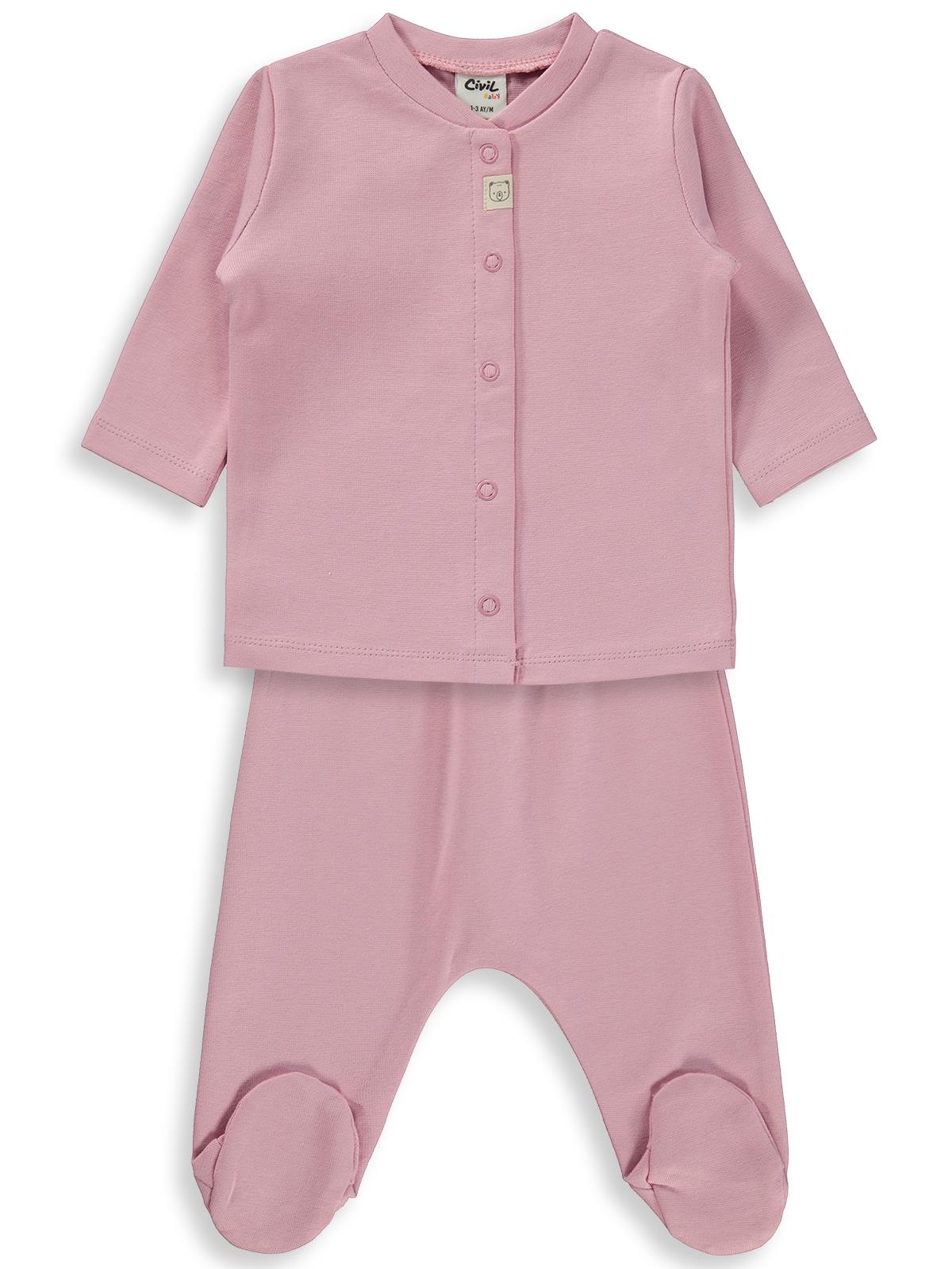 Civil Baby Düz 1-6 Ay Pijama Takımı - Pembe