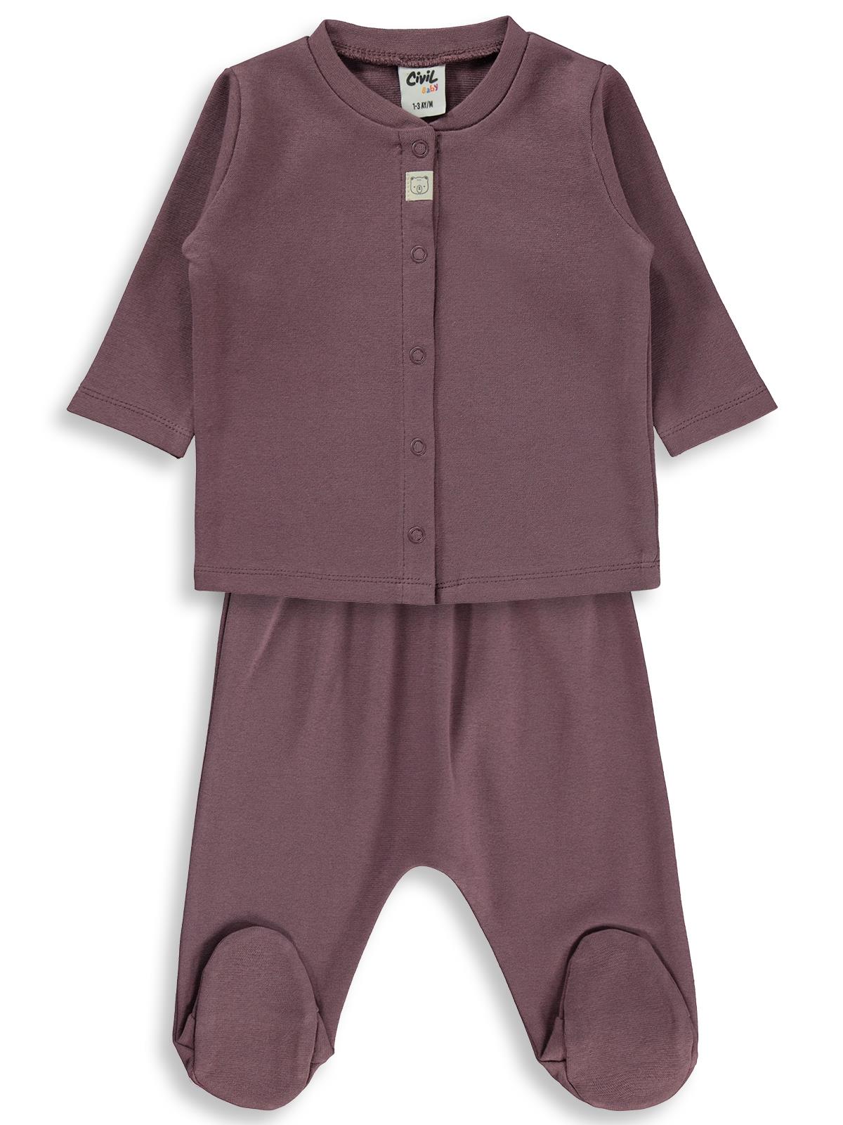 Civil Baby Düz 1-6 Ay Pijama Takımı - Kahve