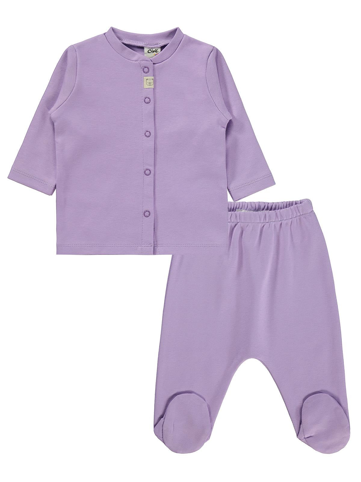 Civil Baby Düz 1-6 Ay Pijama Takımı - Lila