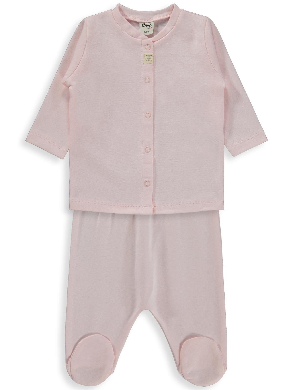 Civil Baby Düz 1-6 Ay Pijama Takımı - Pudra