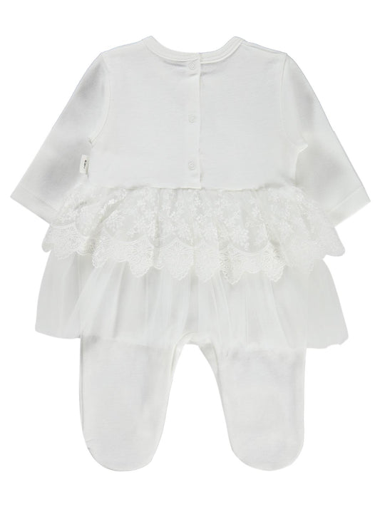 Civil Baby Fırfır Tüllü 1-9 Ay Tulum - Ekru