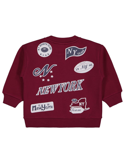 Civil Boys New York Baskılı 2-5 Yaş Sweatshirt - Bordo
