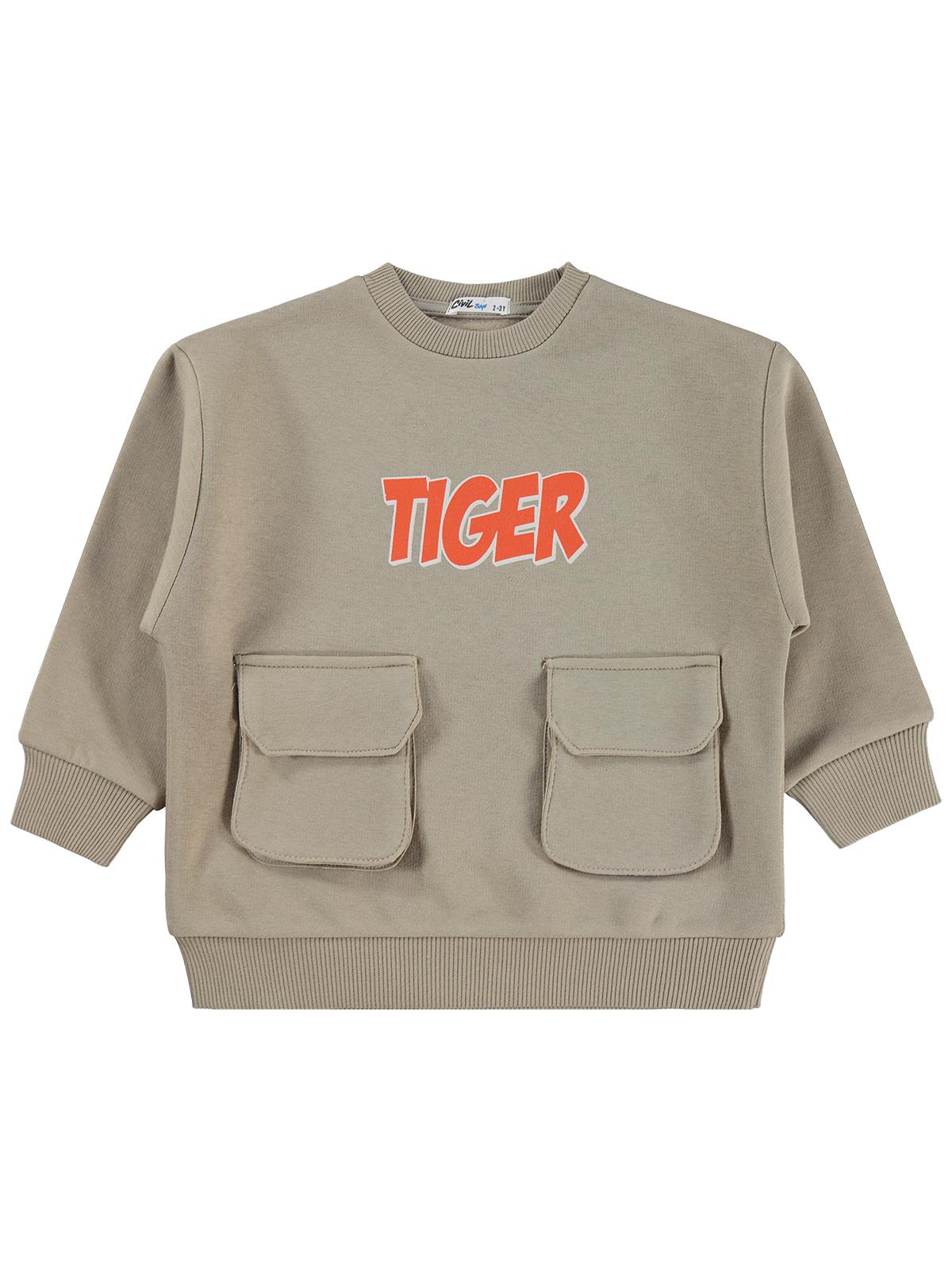 Civil Boys Tiger Baskı-Nakışlı 2-5 Yaş Sweatshirt - Lacivert