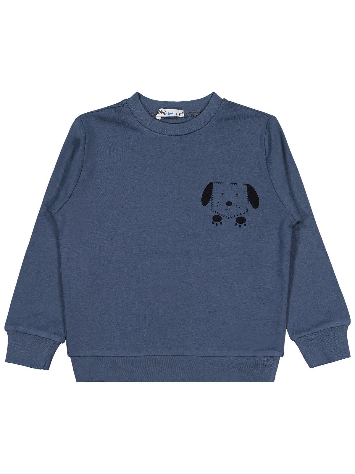 Civil Boys Köpek Baskılı 2-5 Yaş Sweatshirt - Hardal