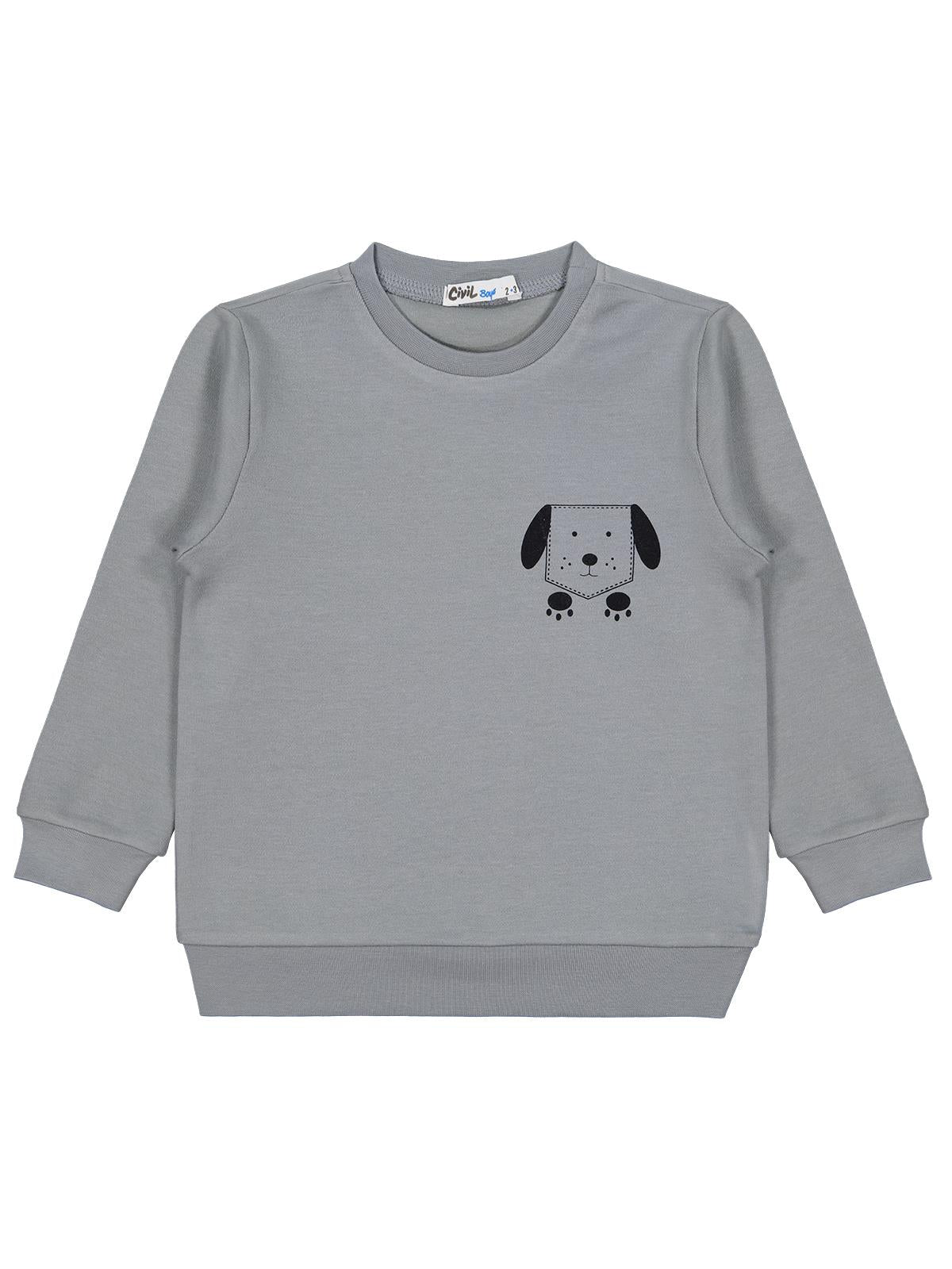 Civil Boys Köpek Baskılı 2-5 Yaş Sweatshirt - Hardal