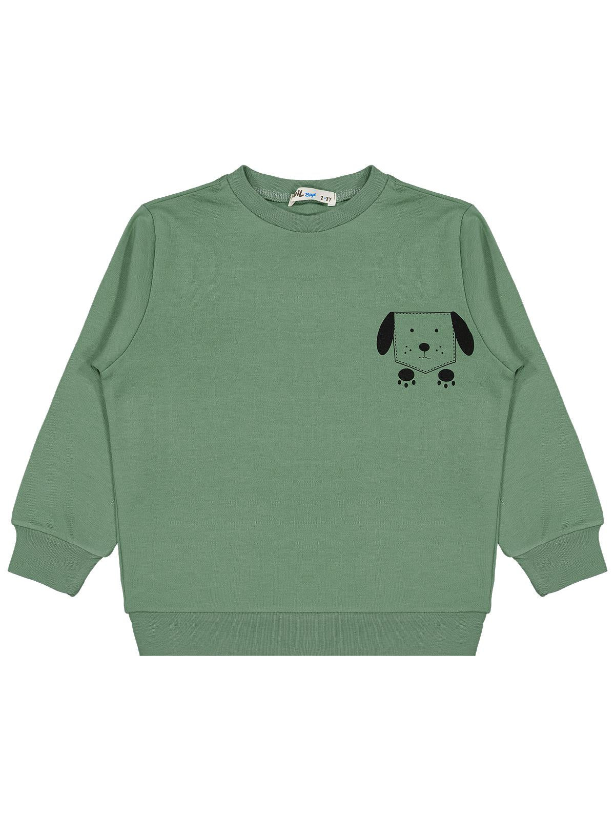 Civil Boys Köpek Baskılı 2-5 Yaş Sweatshirt - Hardal
