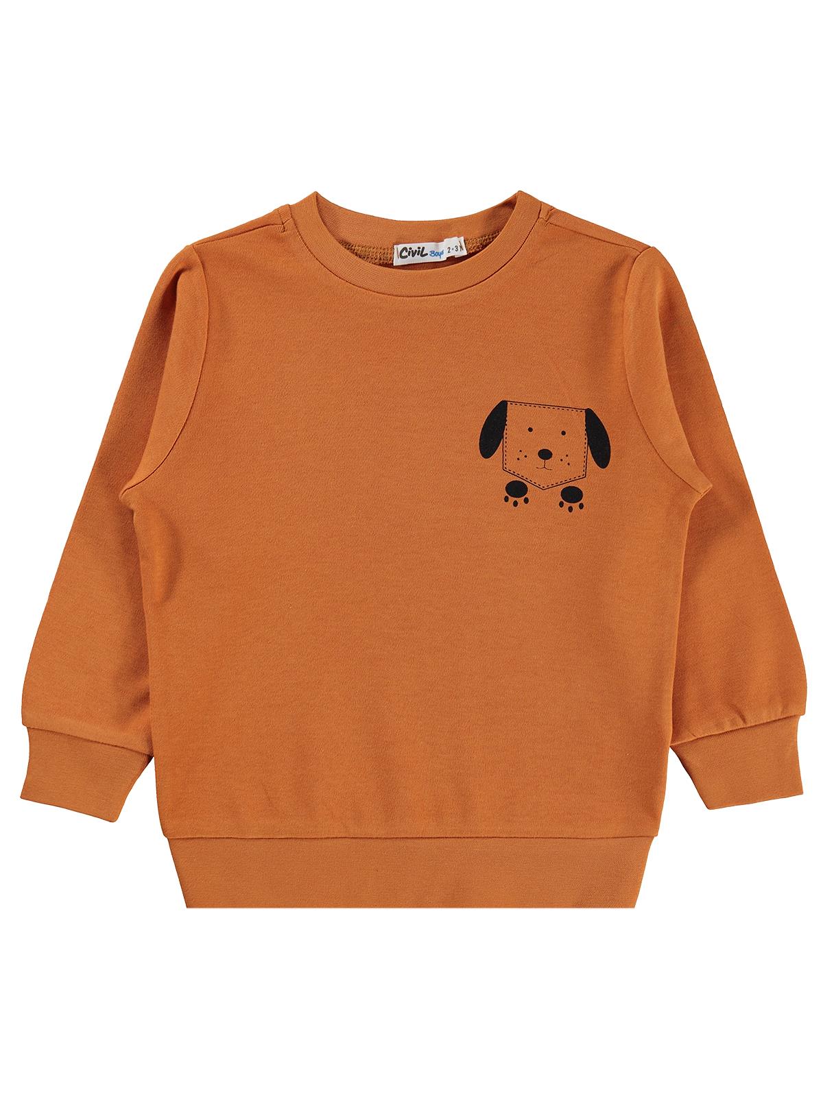 Civil Boys Köpek Baskılı 2-5 Yaş Sweatshirt - Turuncu