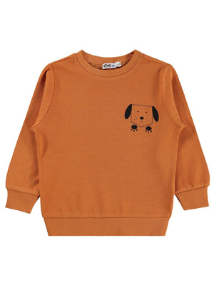 Civil Boys Köpek Baskılı 2-5 Yaş Sweatshirt - Turuncu