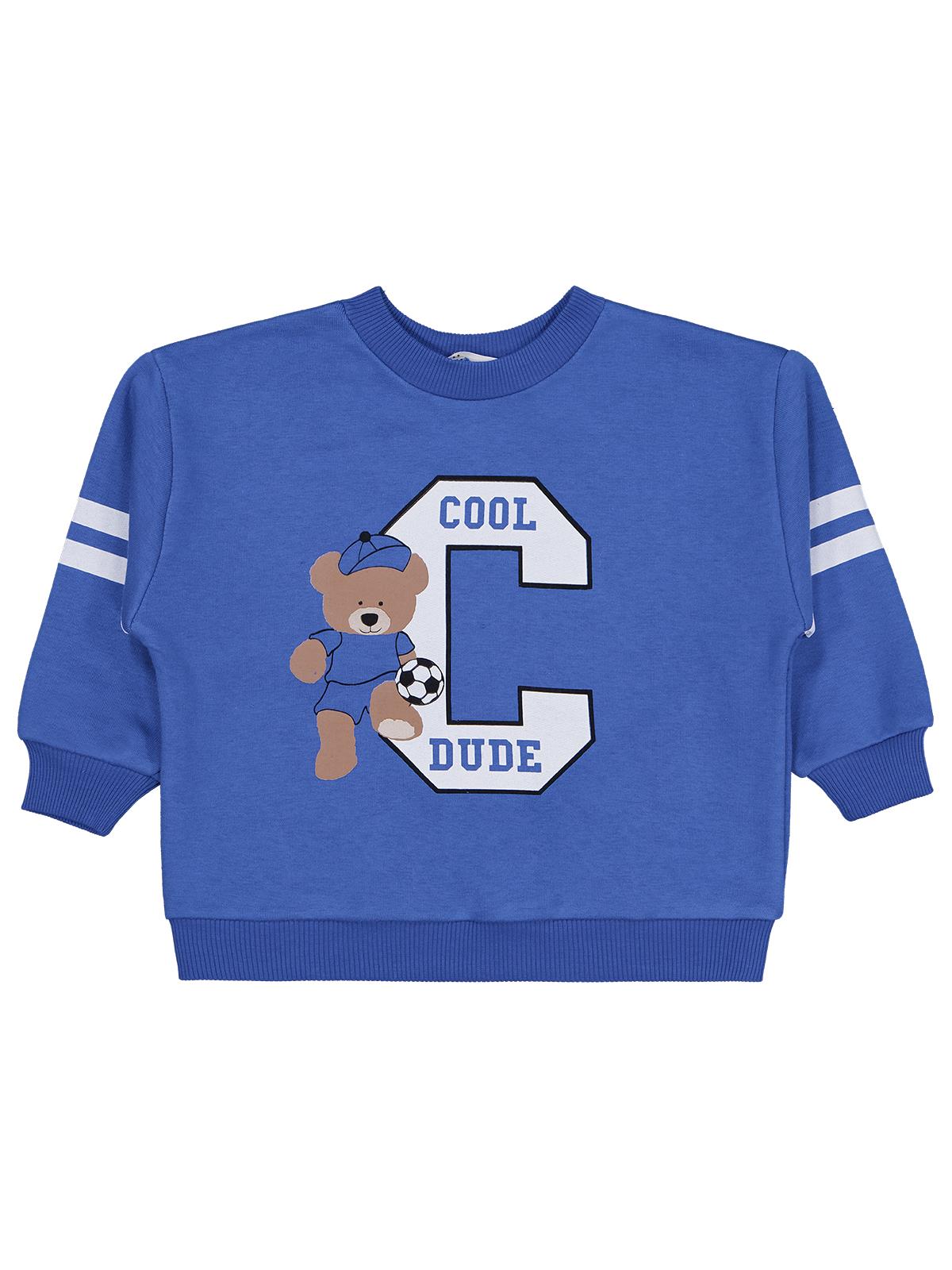 Civil Boys Cool Dude Baskı/Nakışlı 2-5 Yaş Sweatshirt - Mavi
