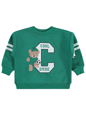 Civil Boys Cool Dude Baskı/Nakışlı 2-5 Yaş Sweatshirt - Yeşil