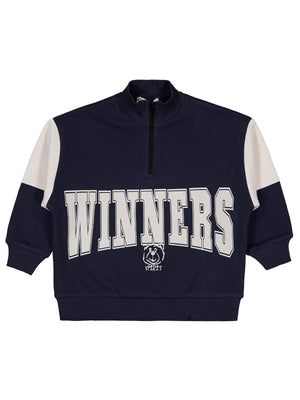 Civil Boys Erkek Çocuk Winners Baskılı Sweatshirt | 3 İp Uzun Kol | Okul Kreş ve Günlük Kullanım - Lacivert
