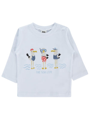 Civil Baby Leylek Baskılı 6-18 Ay Sweatshirt - Beyaz