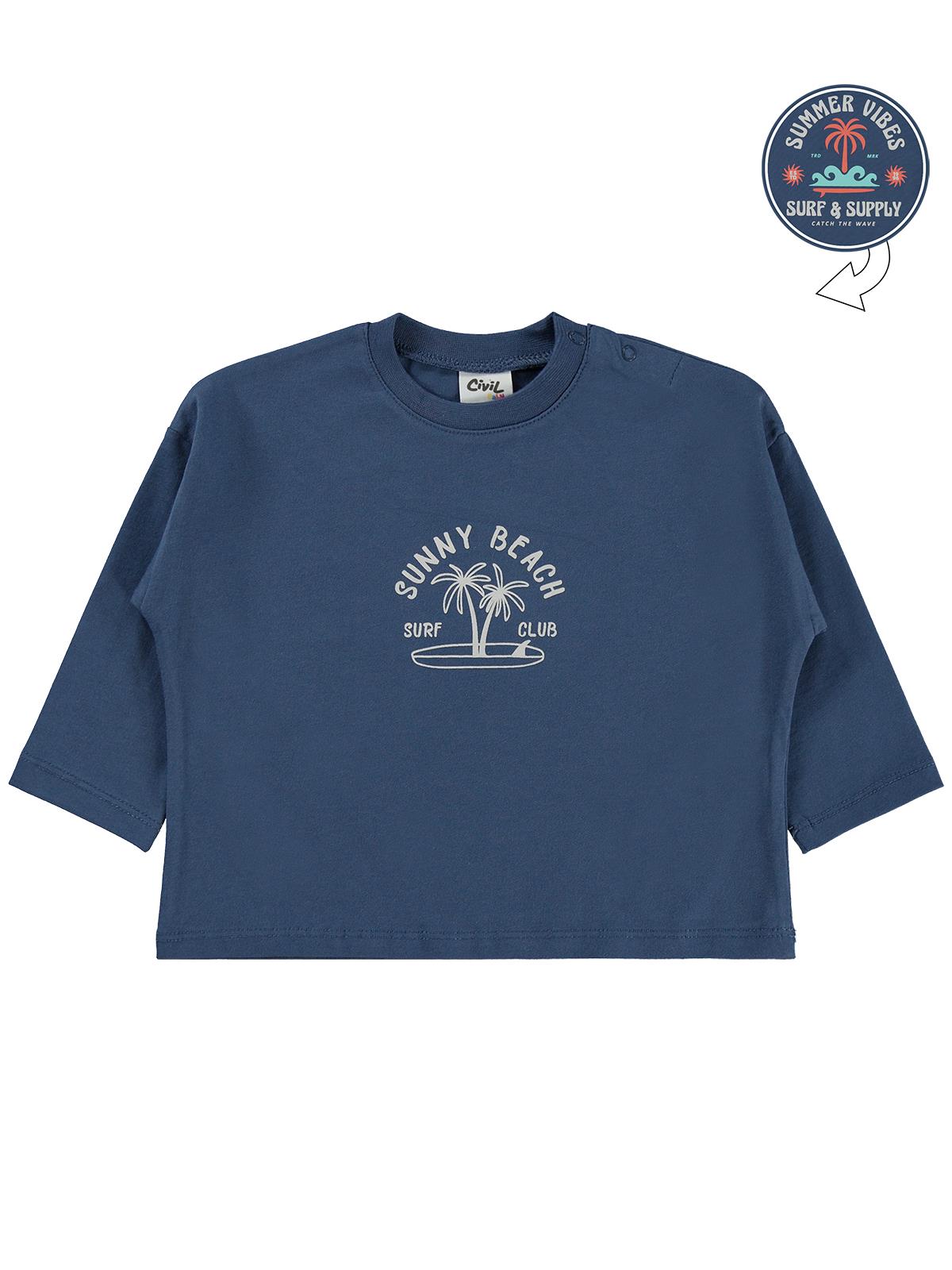 Civil Baby Summer Vibes Baskılı 6-18 Ay Sweatshirt - Mavi