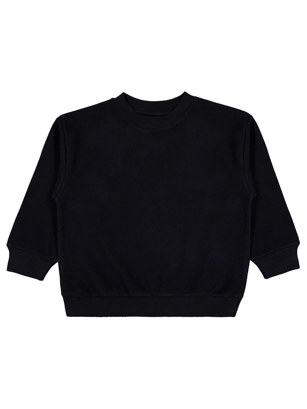 Civil Boys Erkek Çocuk Basic Selanik Sweatshirt | Selanik Uzun Kol | Okul Kreş ve Günlük Kullanım - Siyah
