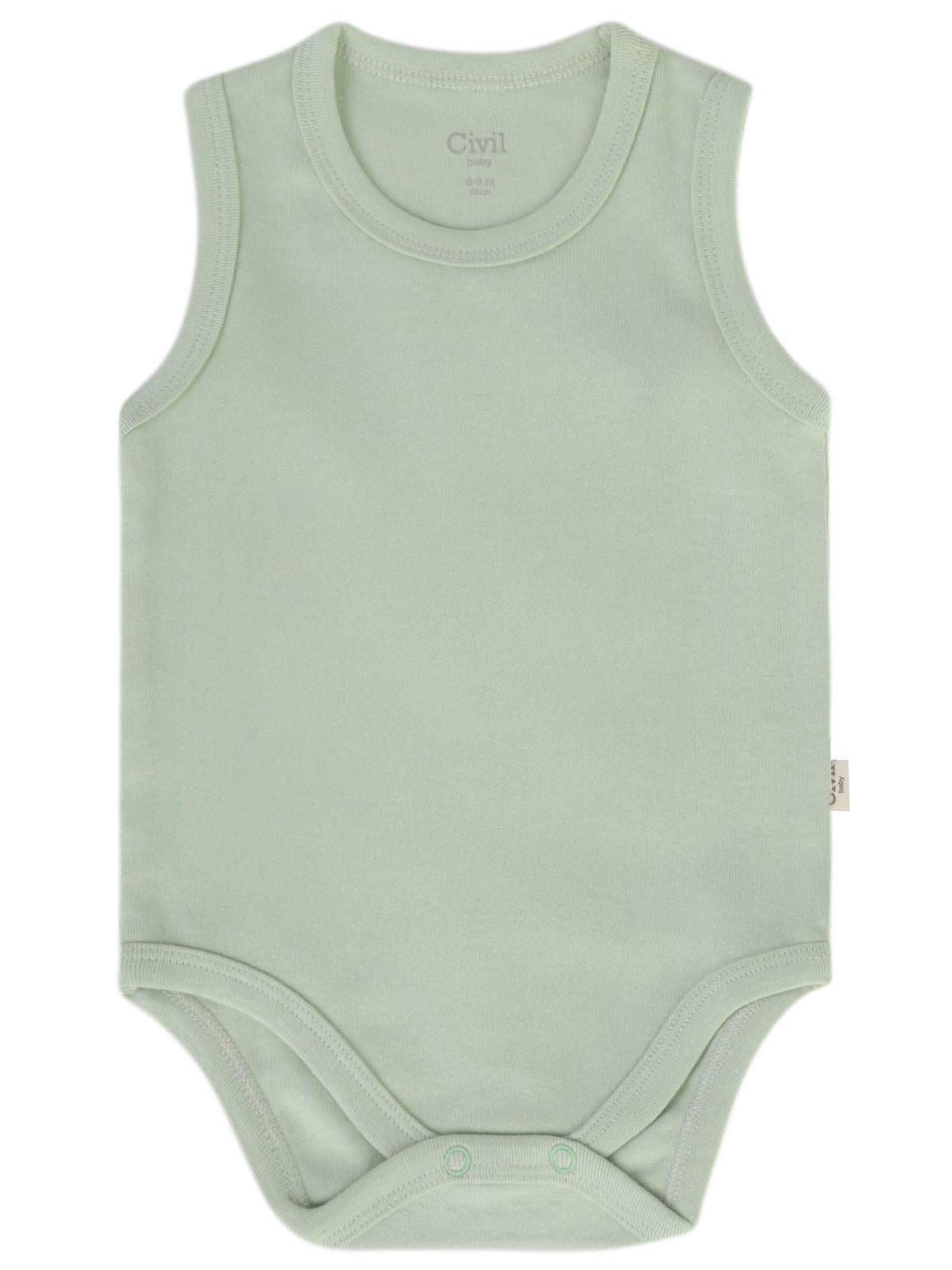 Civil Baby 3'lü Düz Sıfır Kol 3-36 Ay Çıtçıtlı Badi - Bej